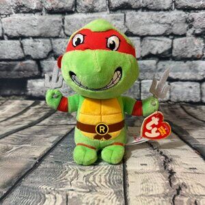 TY Beanie Babies TMNT "Raphael" 6" Plush Toy 2016 with Hang Tag